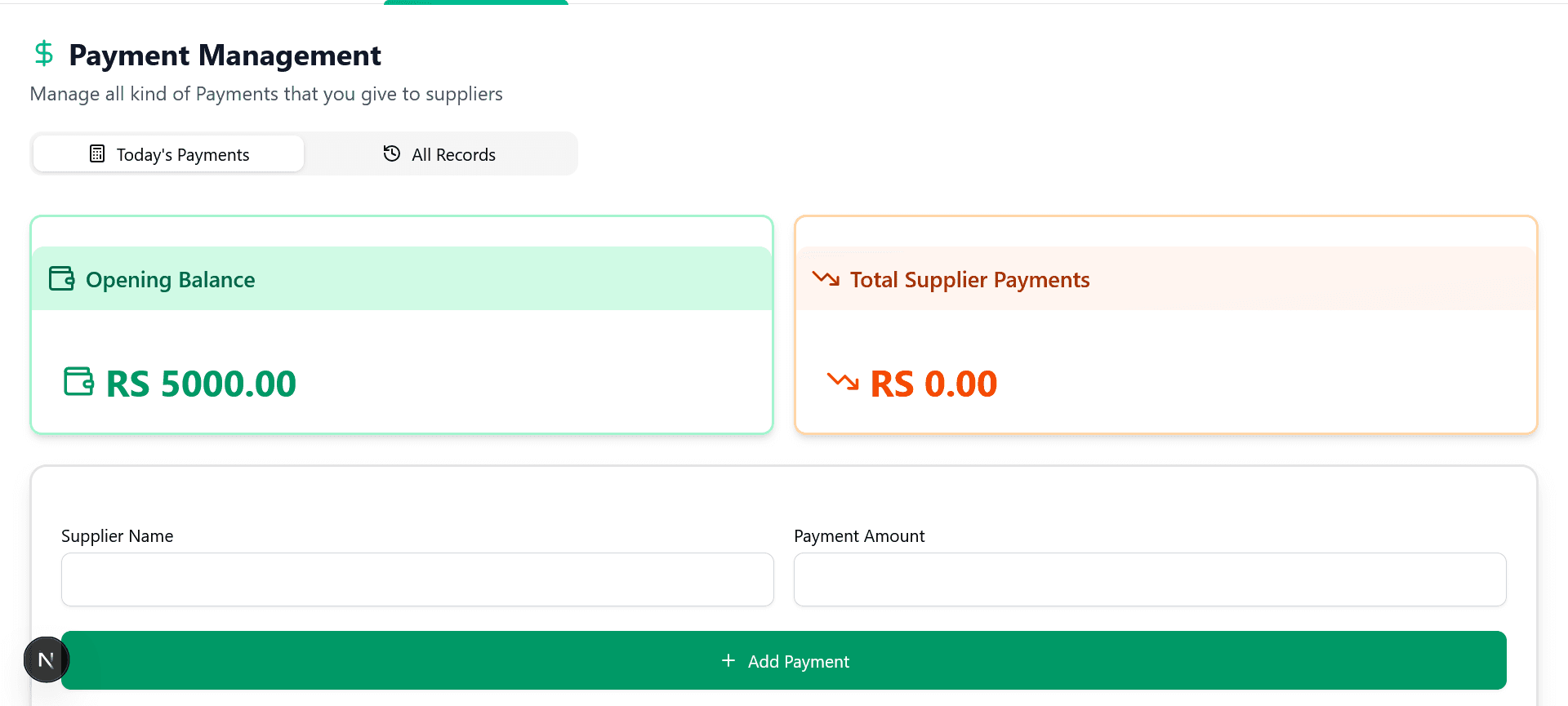 Supplier & Balances Ledger
